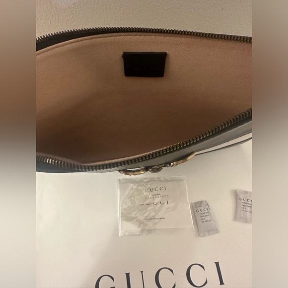 Gucci Striped Calfskin Queen Margaret Bee Clutch - Picture 6 of 7